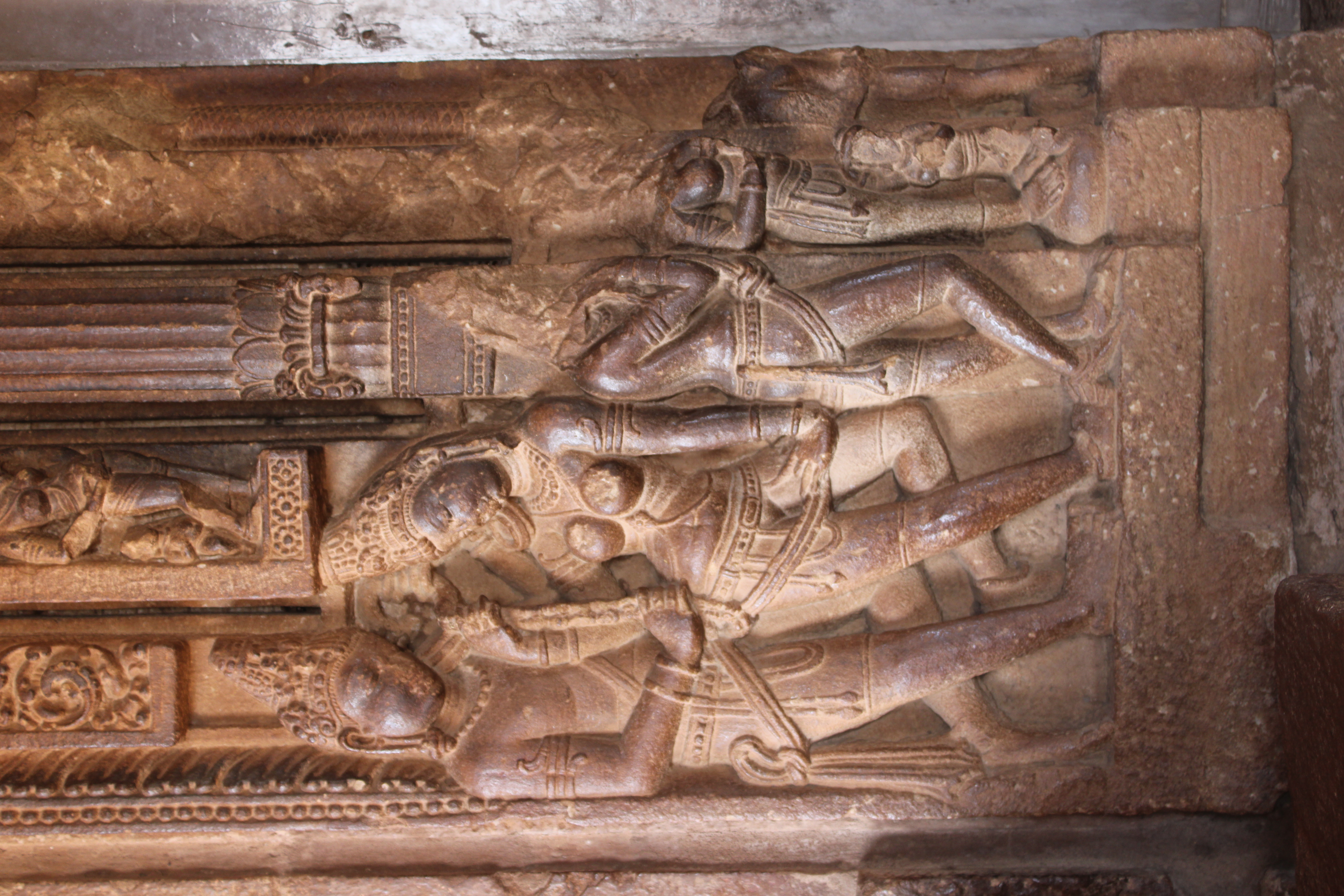 Base of carved doorway, Durga Temple, Aihole